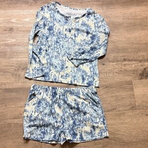 Wonder Nation Tie-Dye Blue and Cream Pajama Set